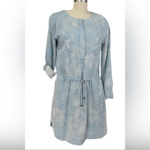 NWT Lou & Grey Ann Taylor Loft Geometric print dress sky blue white L